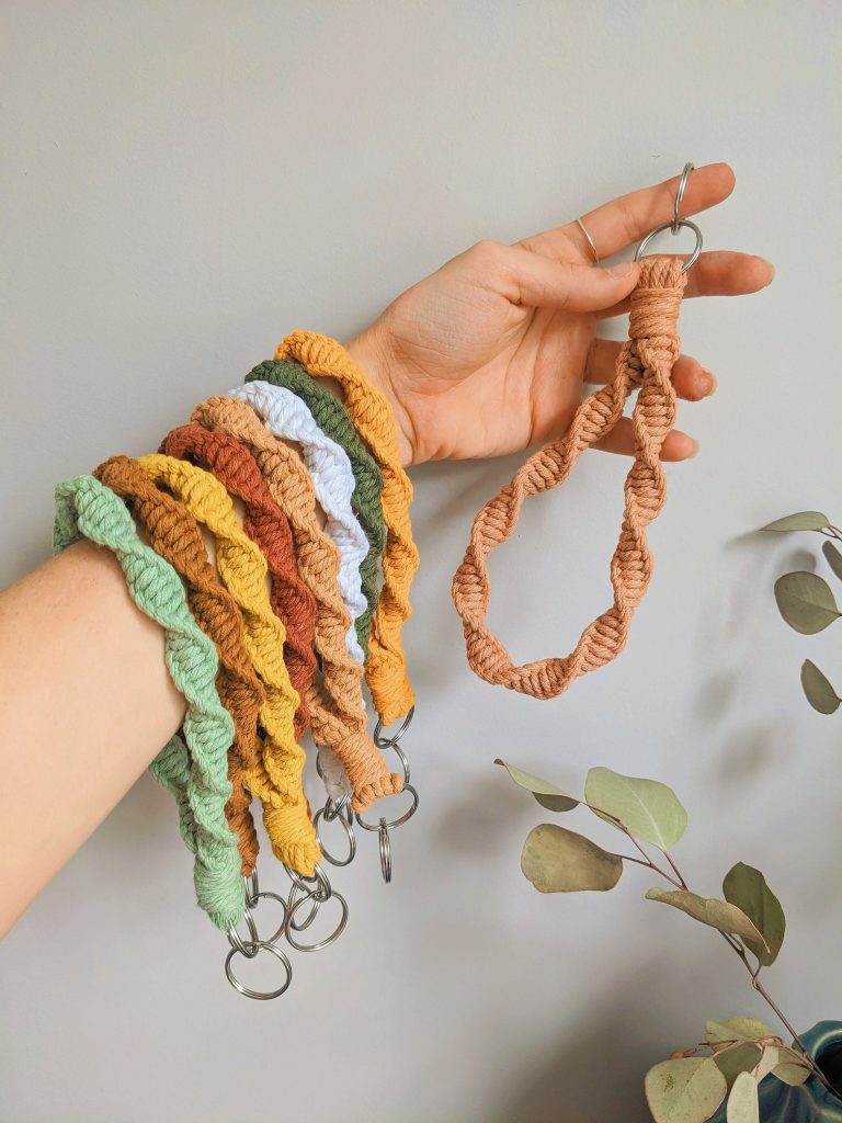 Macrame Spiral Keychain Wristlet
