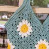 Crochet Granny Square Bag / Flower Crochet bag / Boho bag / Crossbody bag / Crochet purse / Shoulder bag / Hippie bag / Crochet tote bag - Image 3
