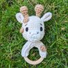 Animal Crochet Rattle, Custom Baby Shower Gift, Wooden Rattle Ring, Newborn Gift, Teether Rattle, Rattle with Grip Ring - Image 4